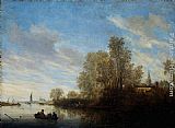 Salomon Van Ruysdael Canvas Paintings - River View near Deventer